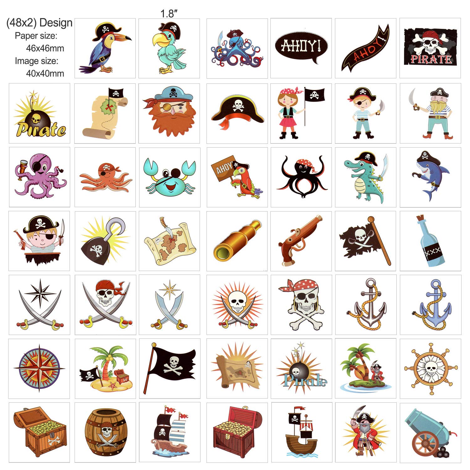 howaf-piraten-tattoos-kinder-96-st-ck-wasserdicht-tempor-r image 3