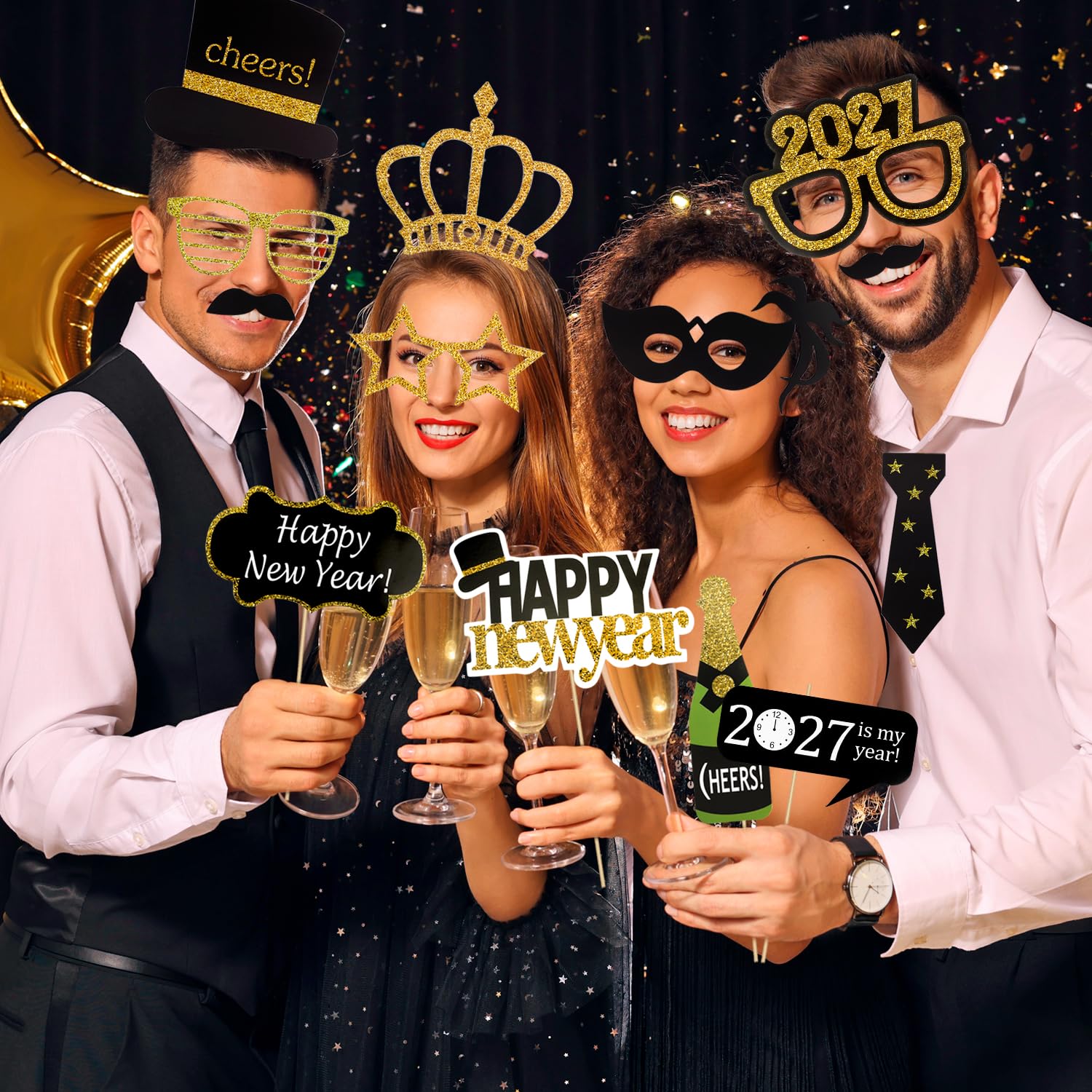 howaf-silvester-foto-requisiten-21-st-ck-schwarz-gold image 5