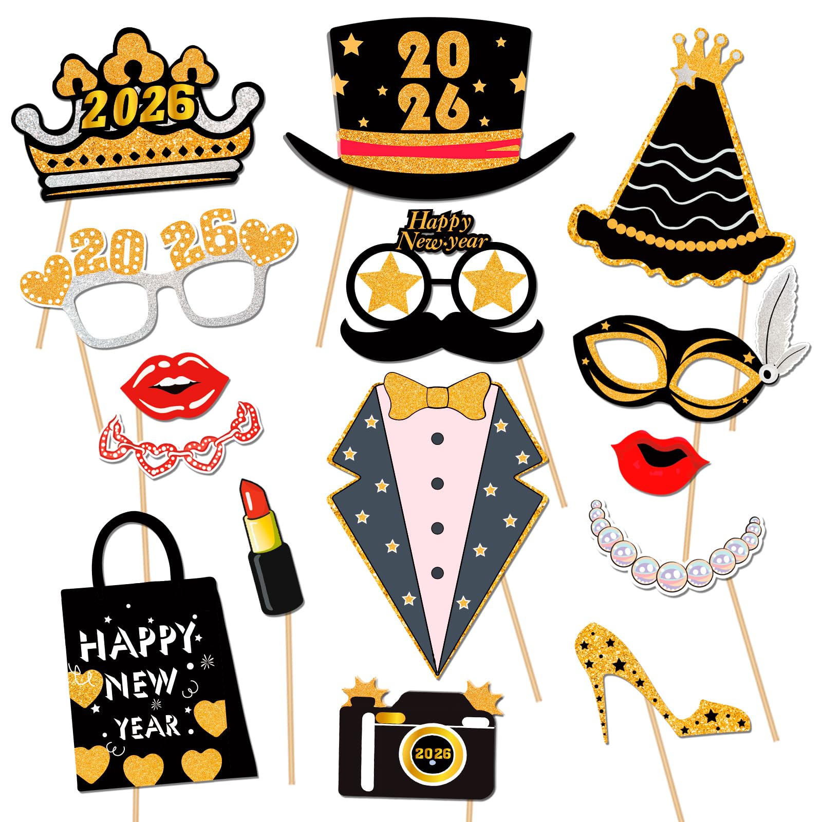 howaf-silvester-fotobox-41-st-ck-schwarz-gold-2026 image 3