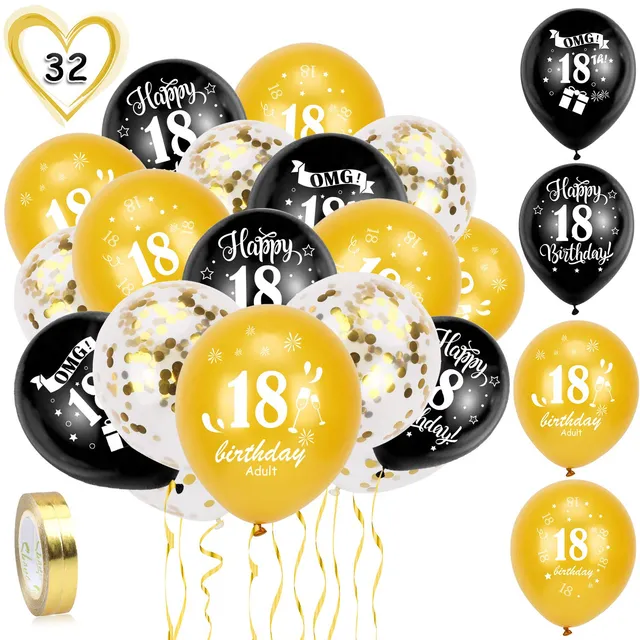 howaf-18-geburtstag-luftballons-schwarz-gold-30-st-ck-set image 1
