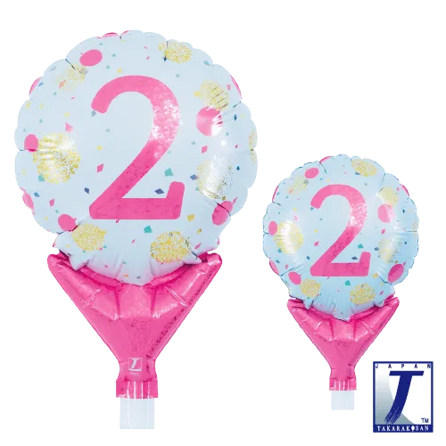takara-upright-round-5-zoll-folienballon-gold-pink-dots-no-2 image 1