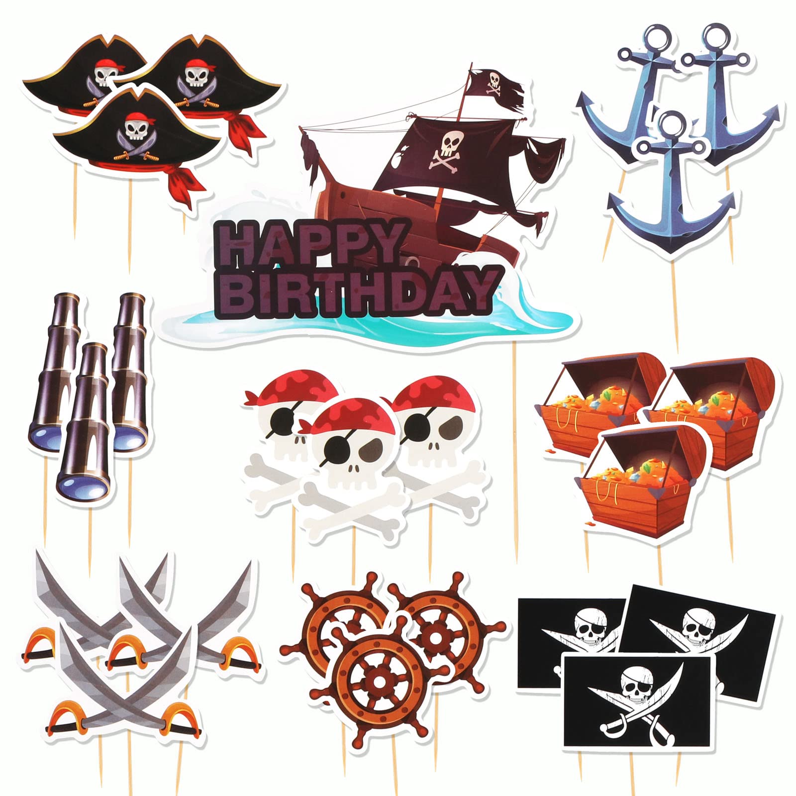 howaf-piraten-tortendeko-25-st-ck-cake-topper-geburtstag image 2