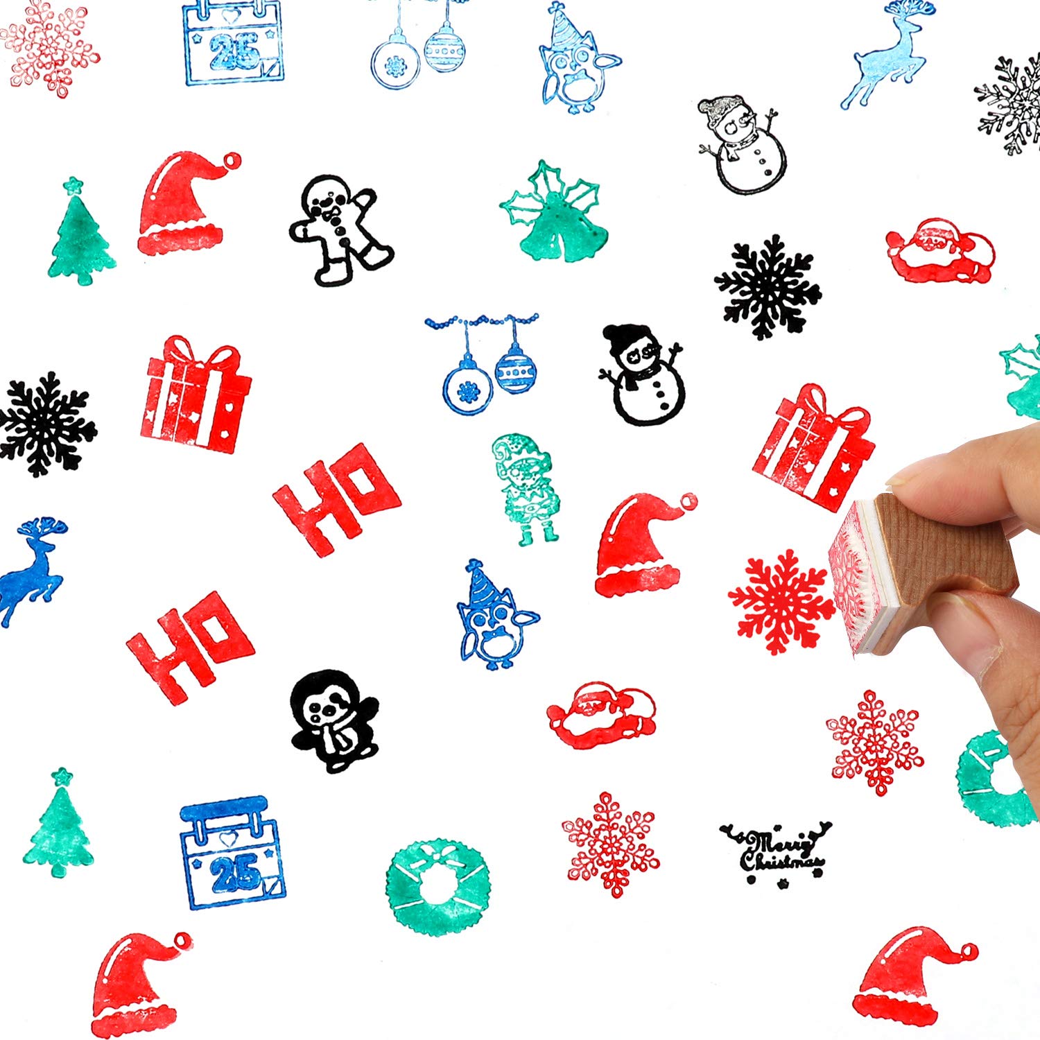 howaf-weihnachten-stempel-set-holz-24-teilig-mit-kissen image 3