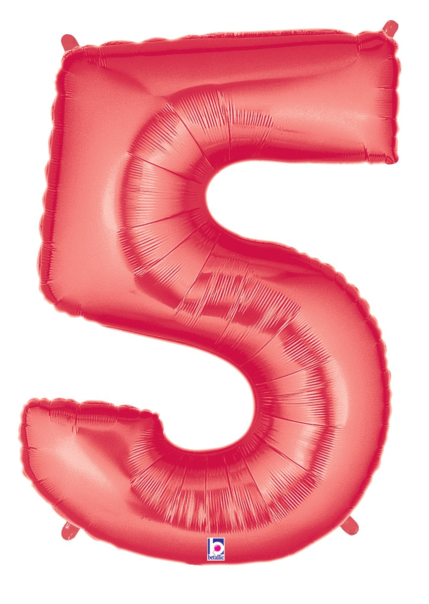 betallic-number-5-red-folienballon-34-zoll-rot image 1