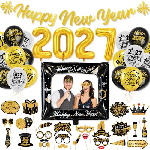 howaf-silvester-deko-2027-set-schwarz-gold-mit-ballons image 8