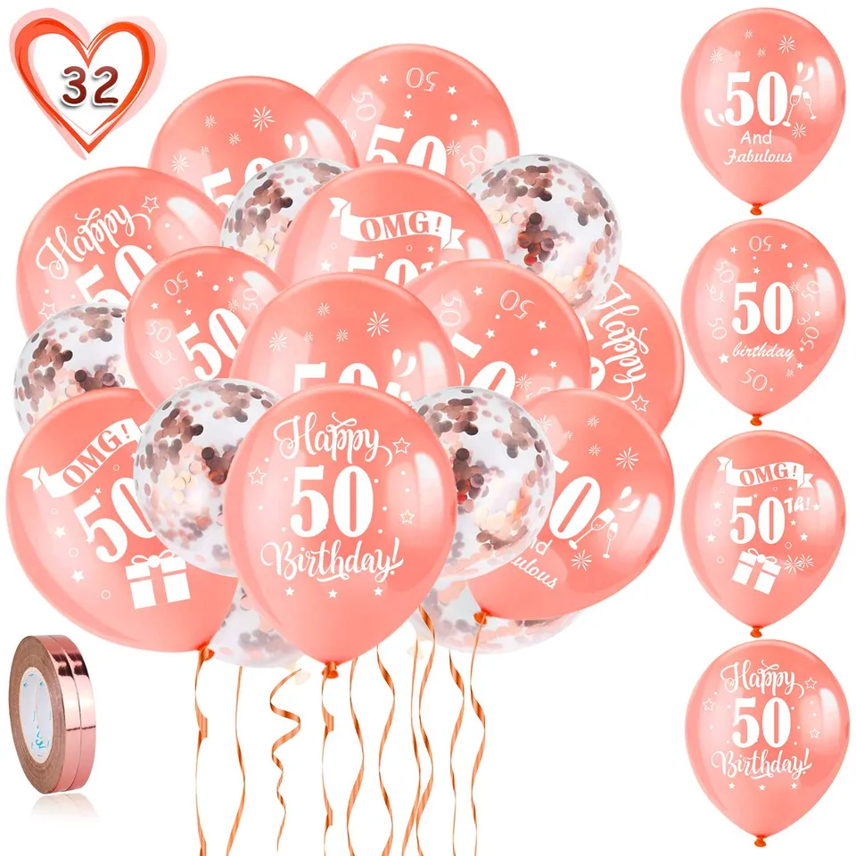 howaf-50-geburtstag-luftballons-ros-gold-30-st-ck-12-zoll-latex image 1