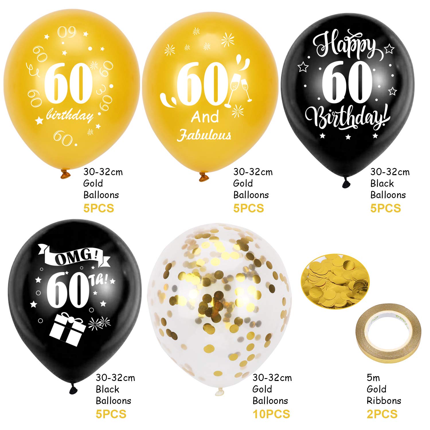 howaf-60-geburtstag-luftballons-30-st-ck-schwarz-gold image 3