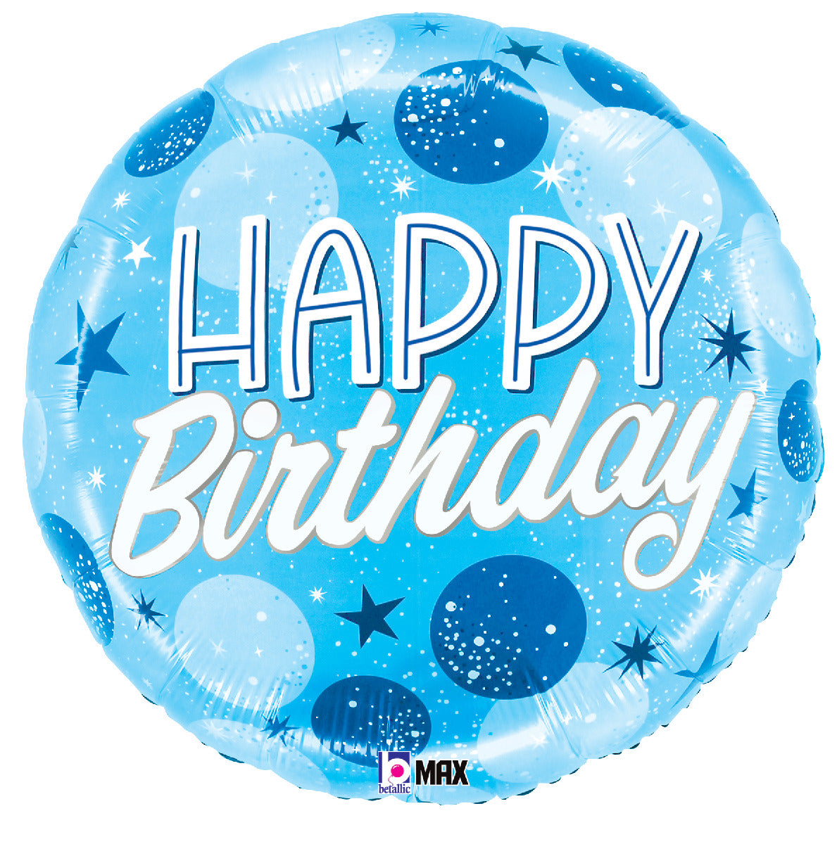 betallic-birthday-blue-sparkle-dots-folienballon-18-zoll-blau-mit-punkten image 1