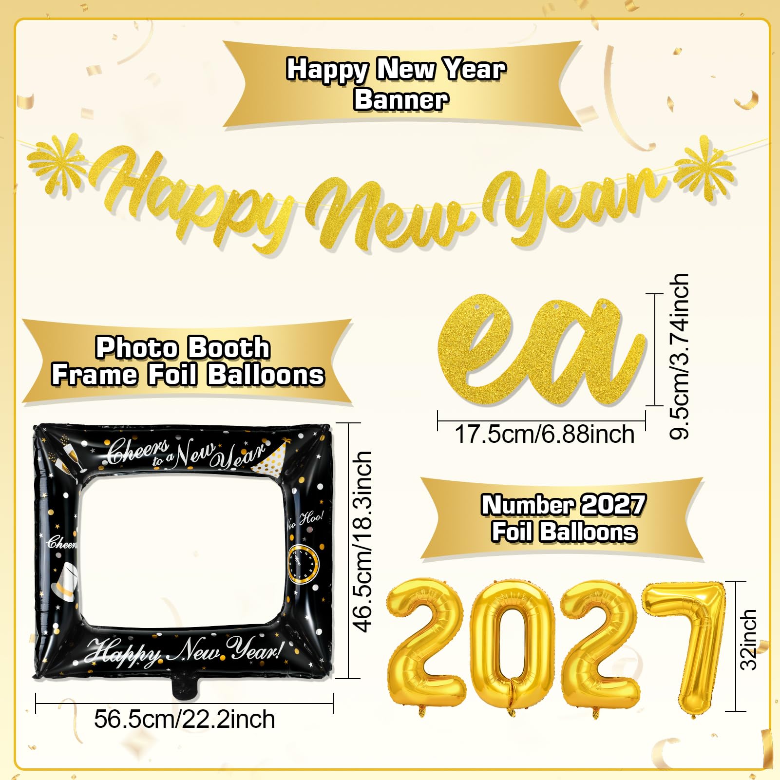 howaf-silvester-deko-2027-set-schwarz-gold-mit-ballons image 2