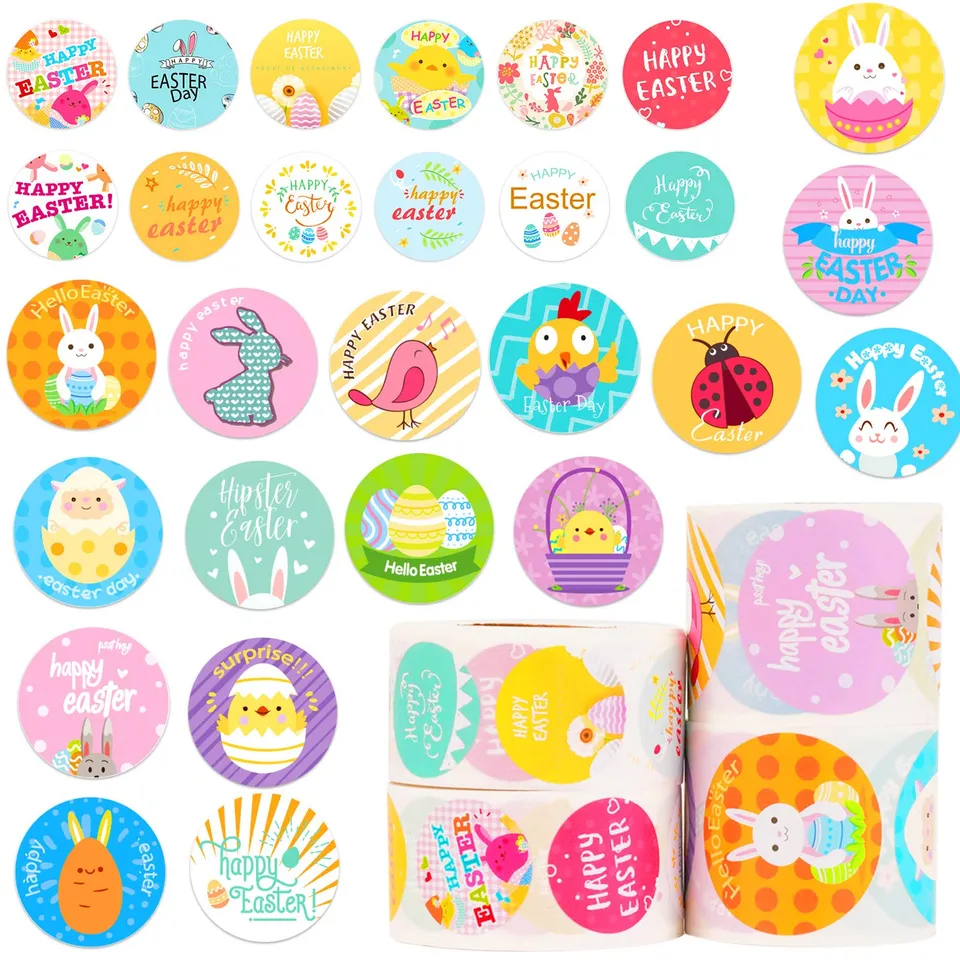 howaf-ostern-aufkleber-rund-1400-st-ck-4-rollen-sticker image 1