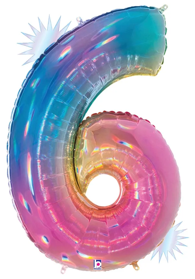 betallic-number-6-opal-rainbow-folienballon-34-zahl image 1