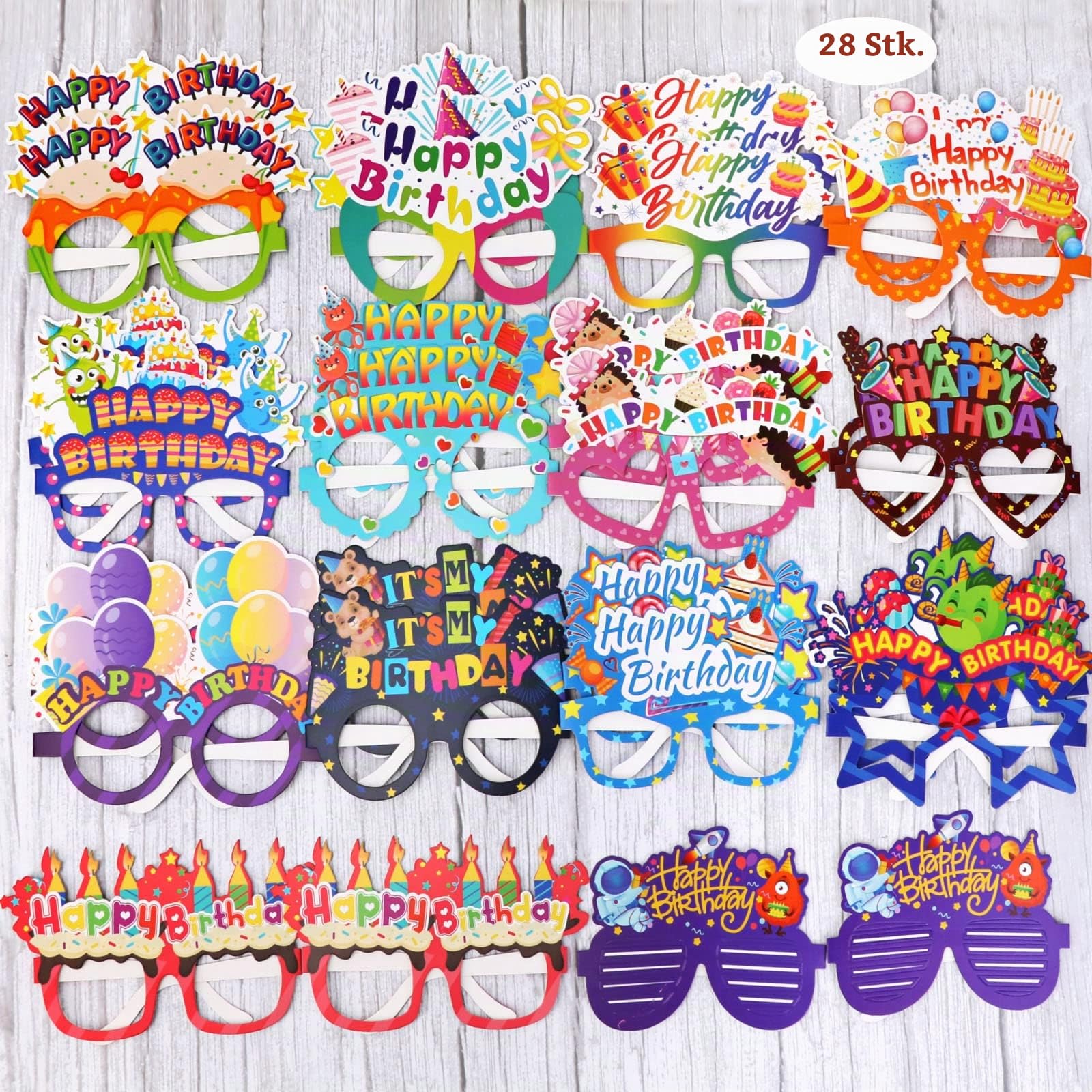howaf-happy-birthday-brille-partybrille-28-stk-papier-kinder image 7