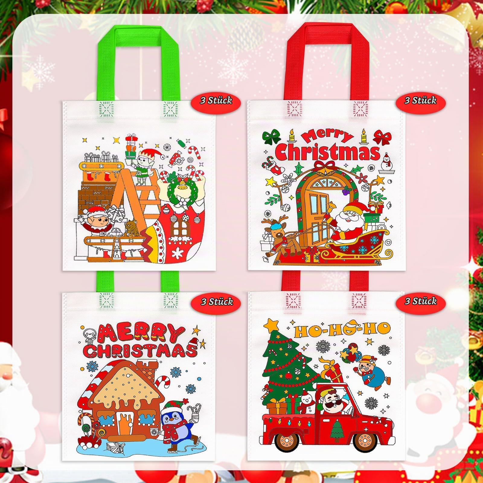 howaf-stoffbeutel-weihnachten-bemalen-12-taschen-24-stifte image 2