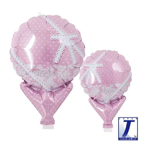 takara-upright-balloons-round-5-lace-ribbon-white-luftballon image 1