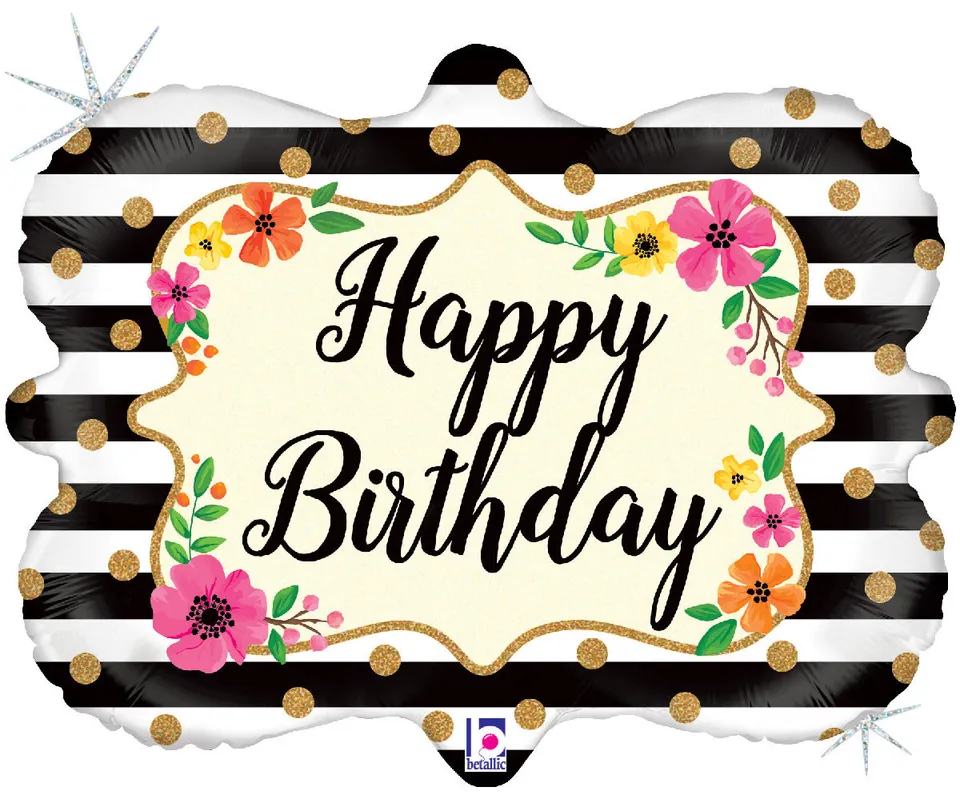betallic-floral-frame-birthday-folienballon-26-holographic image 1