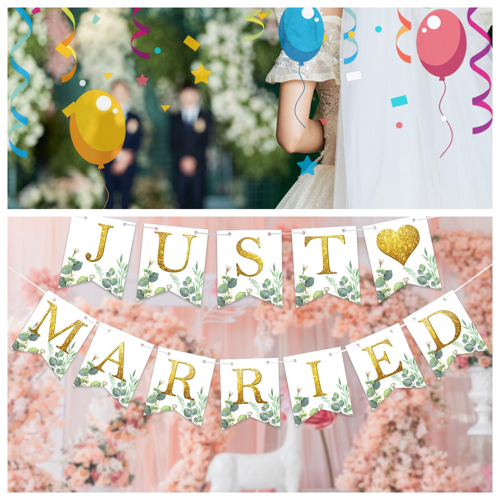 howaf-just-married-girlande-herzen-eukalyptus-banner-hochzeit image 3