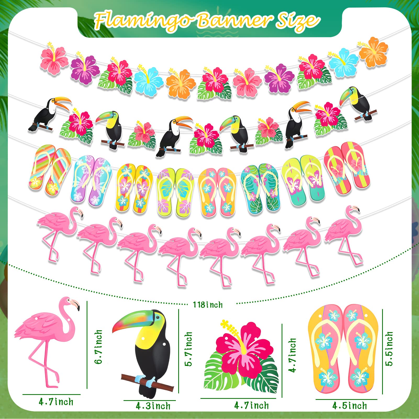 howaf-hawaii-banner-flamingo-girlande-4er-set-300cm-aloha-deko image 3