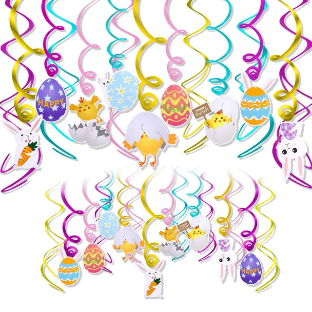 howaf-ostern-h-ngedeko-30tlg-spiral-girlande-osterei-hase image 1