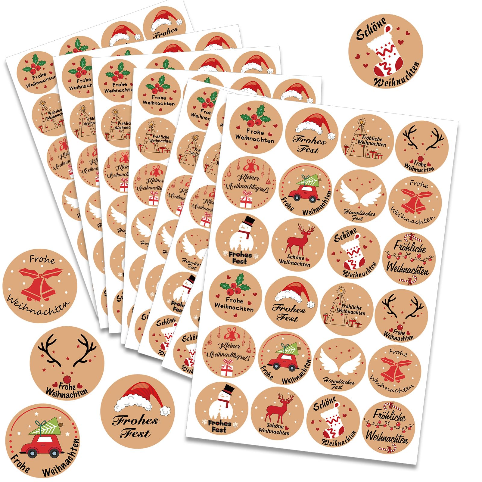 howaf-weihnachtsaufkleber-rund-selbstklebend-192-stueck-4-cm image 1