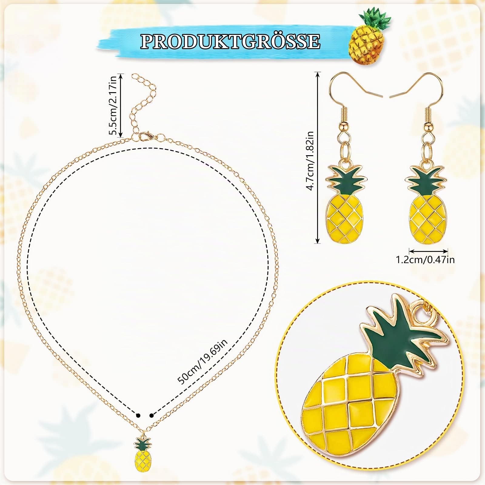 howaf-ananas-kost-m-damen-5tlg-haarreif-brille-handschuhe-gelb image 4