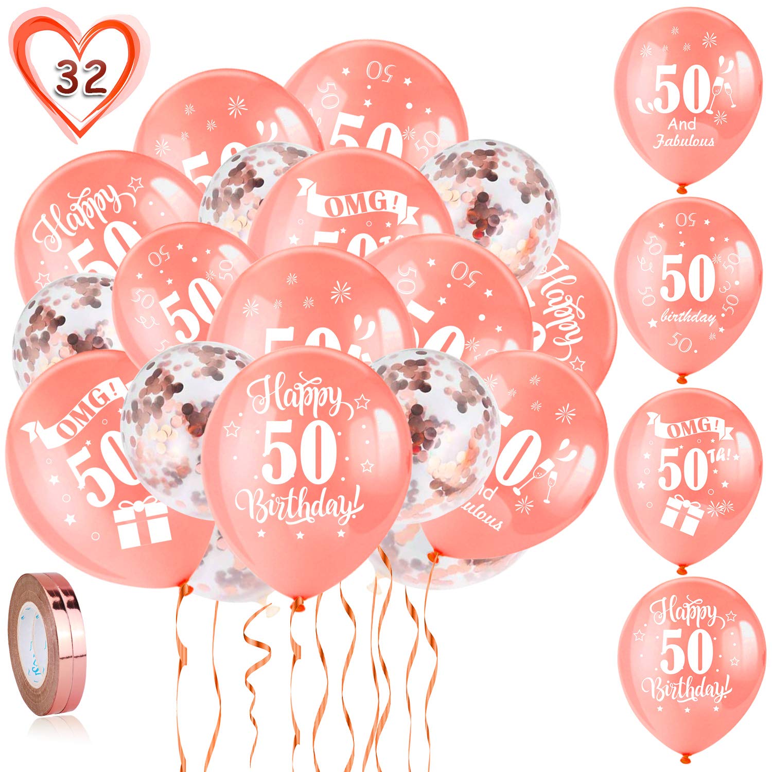 howaf-50-geburtstag-luftballons-ros-gold-30-st-ck-12-zoll-latex image 1