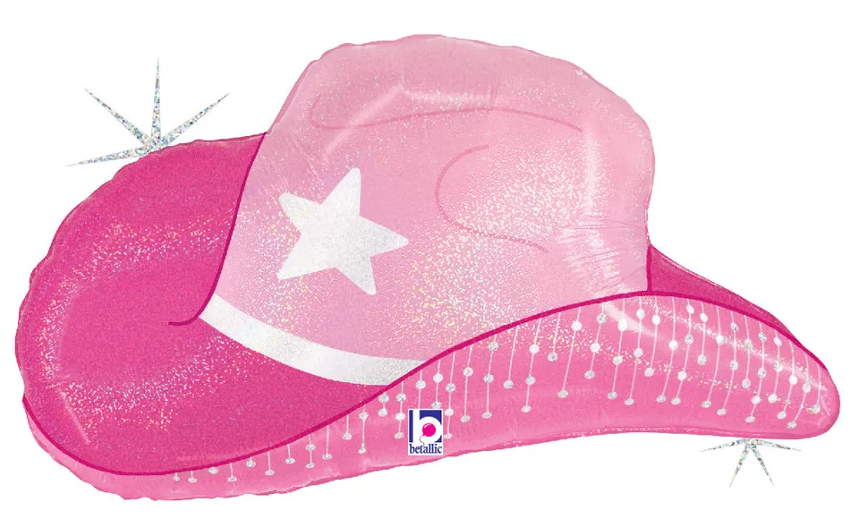 betallic-pink-cowgirl-hat-folienballon-26-rosa-holografisch image 1