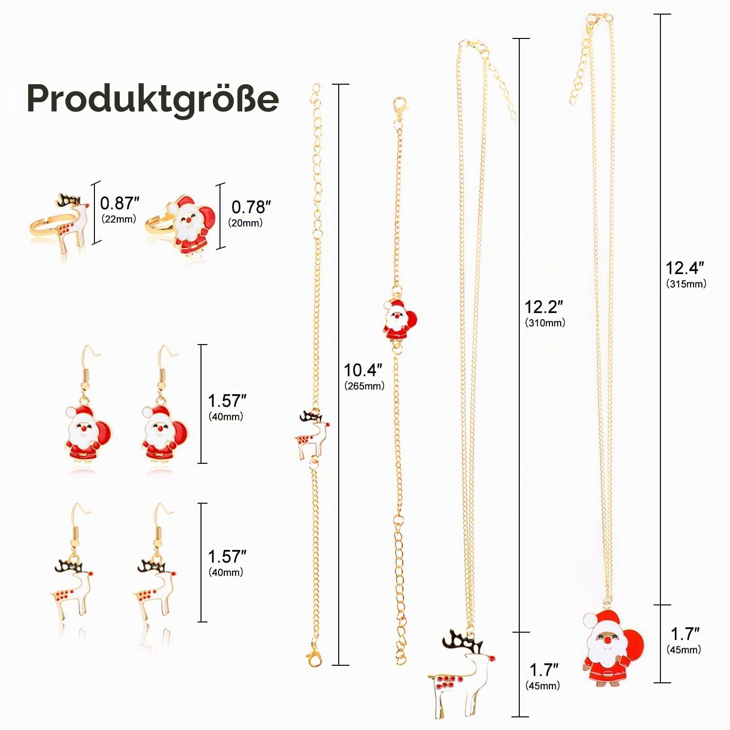 howaf-weihnachten-schmuckset-m-dchen-10-tlg-rentier-santa image 2