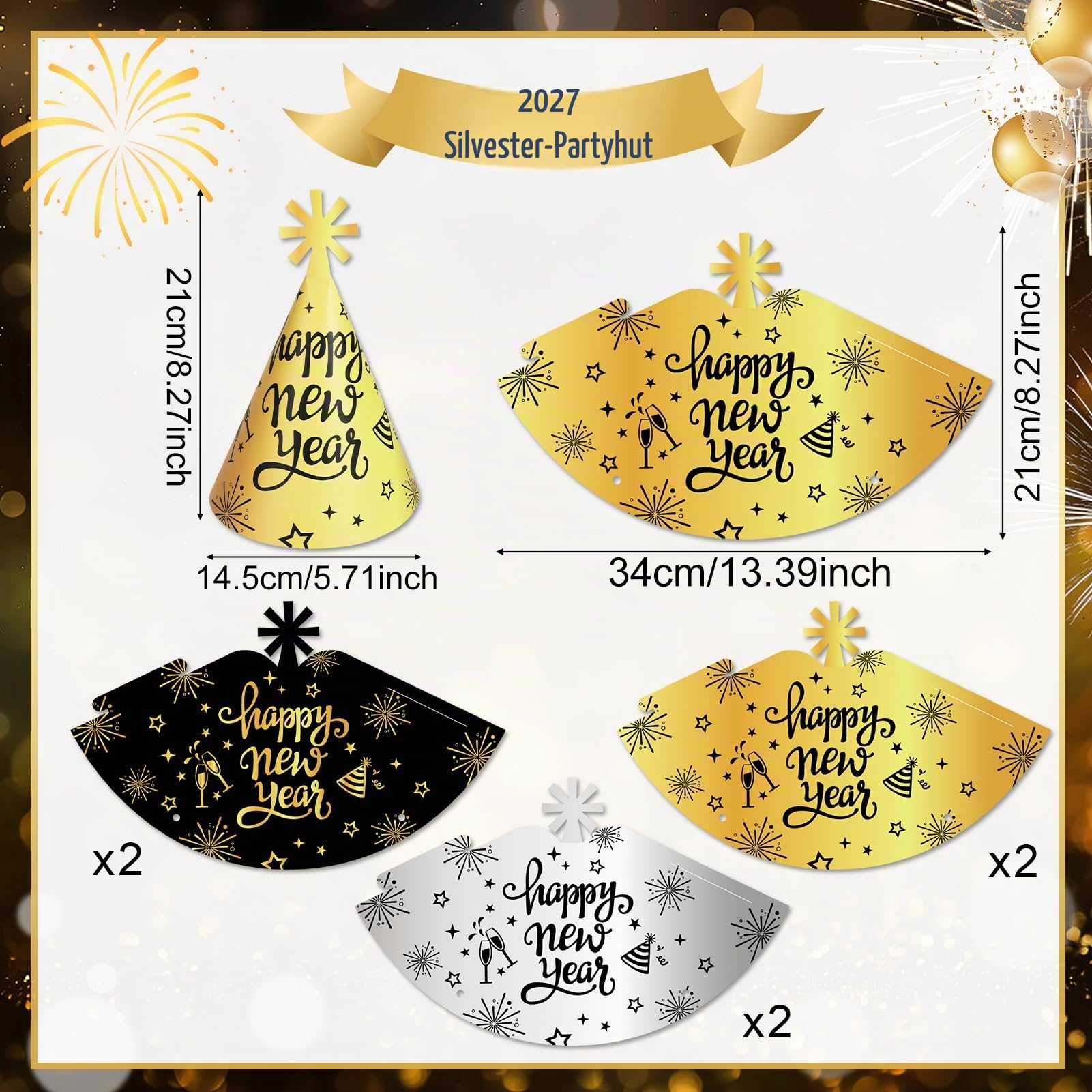 howaf-silvester-deko-2027-schwarz-gold-party-set-ballons image 5