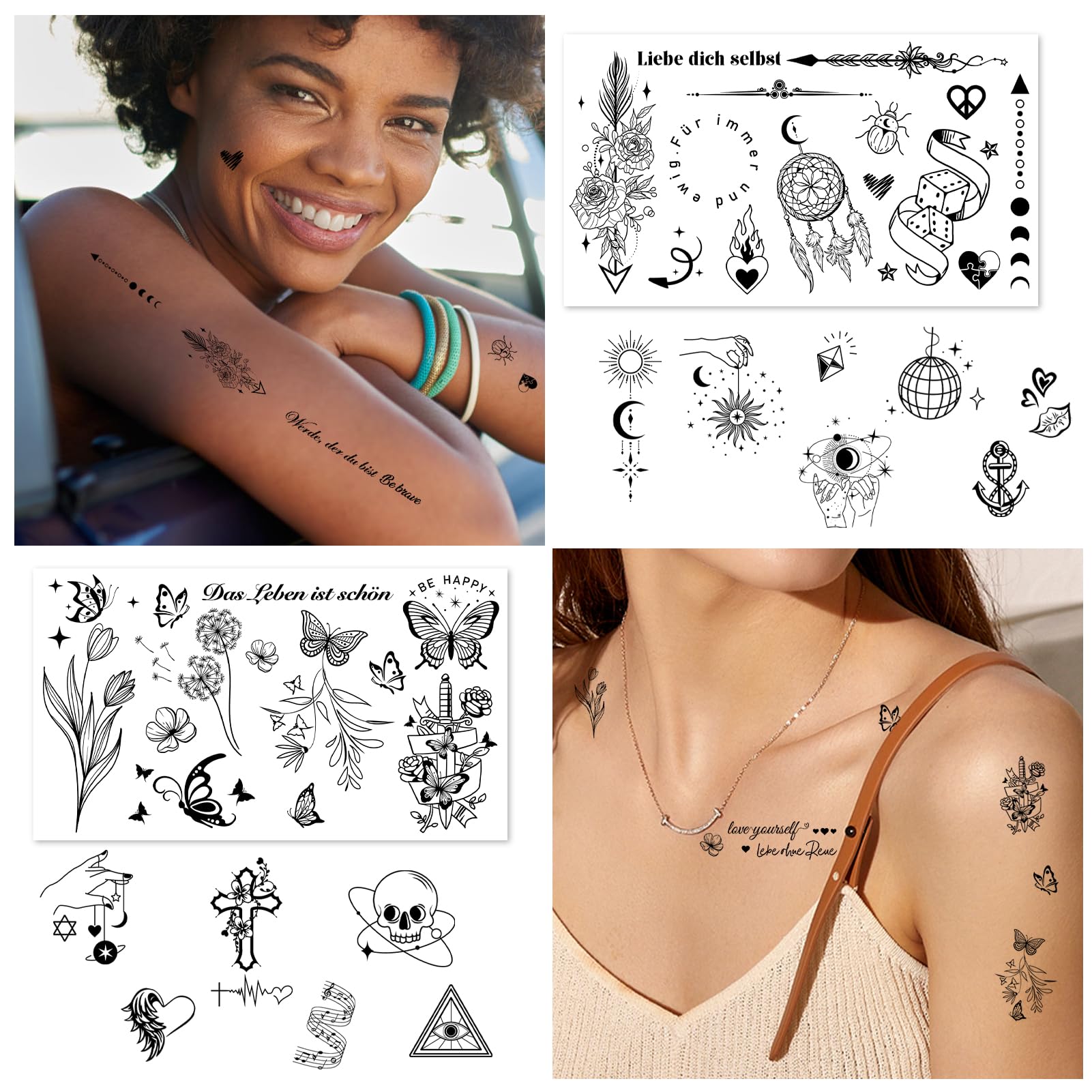 howaf-tempor-re-tattoos-schwarz-20-bl-tter-spr-che-blumen image 6