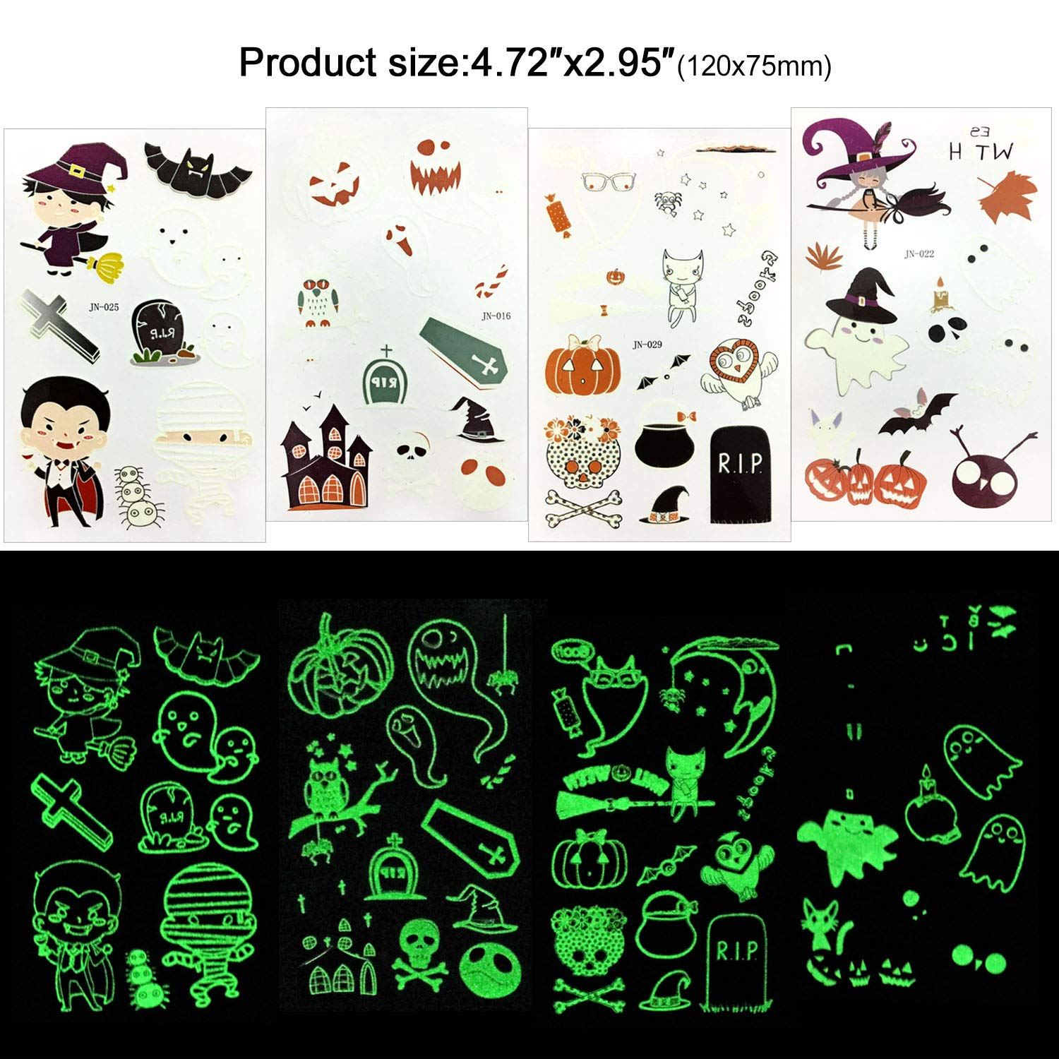 howaf-halloween-tattoo-kinder-leuchtend-15-bl-tter-120-st-ck image 4