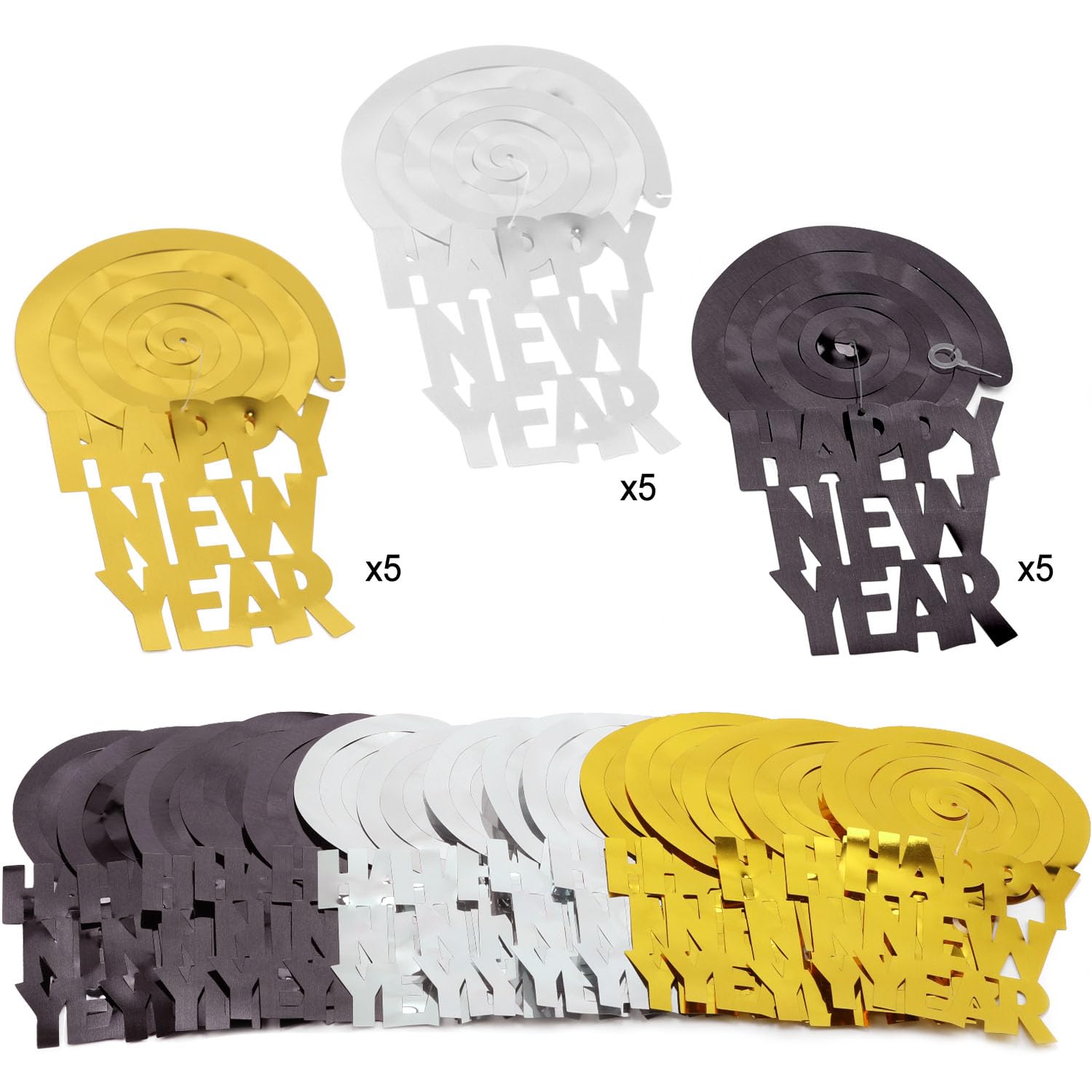 howaf-silvester-deko-15-tlg-h-ngedeko-girlande-schwarz-gold-silber image 2