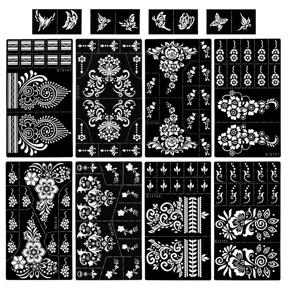 howaf-henna-schablonen-9-blatt-a-feder-mandala-blume image 1