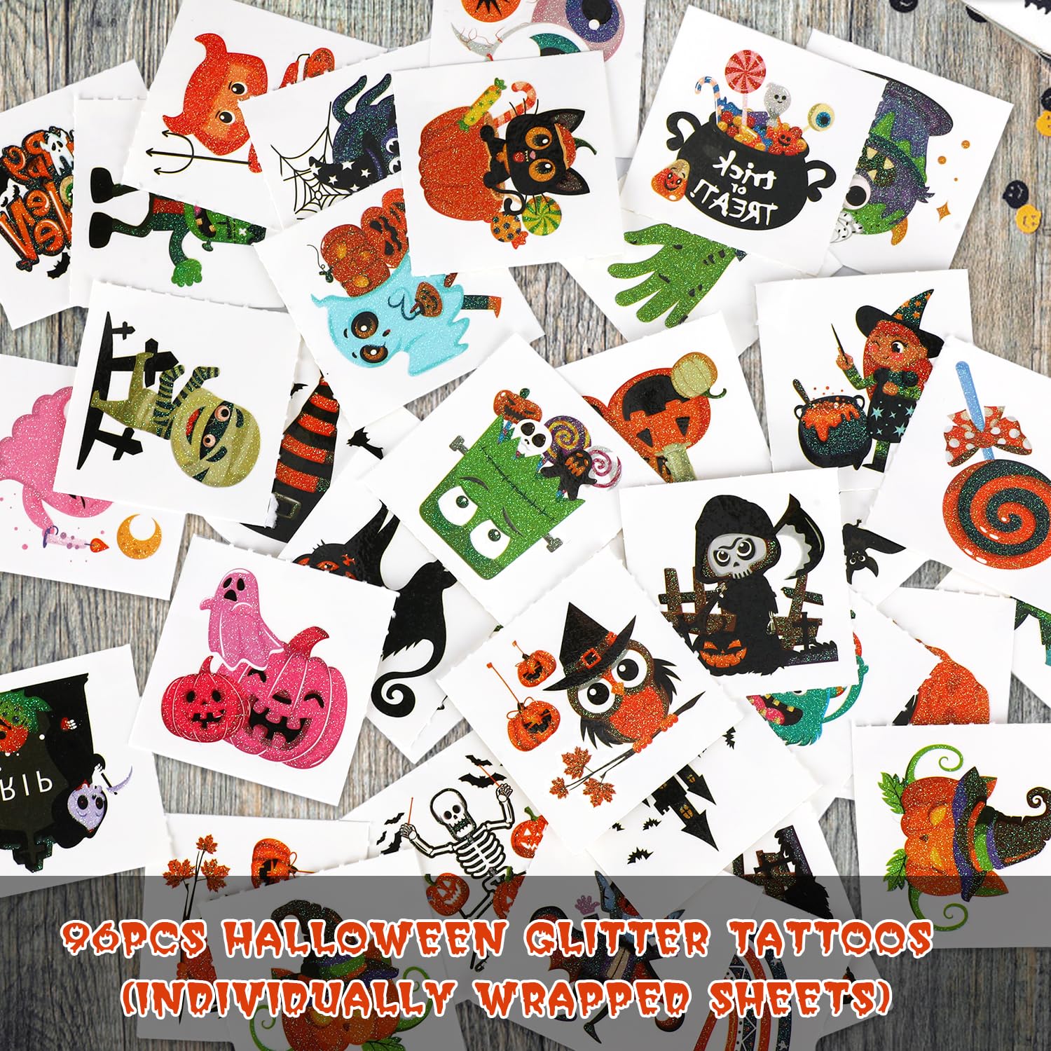 howaf-temporary-tattoos-kinder-halloween-glitzer-96-blatt image 3