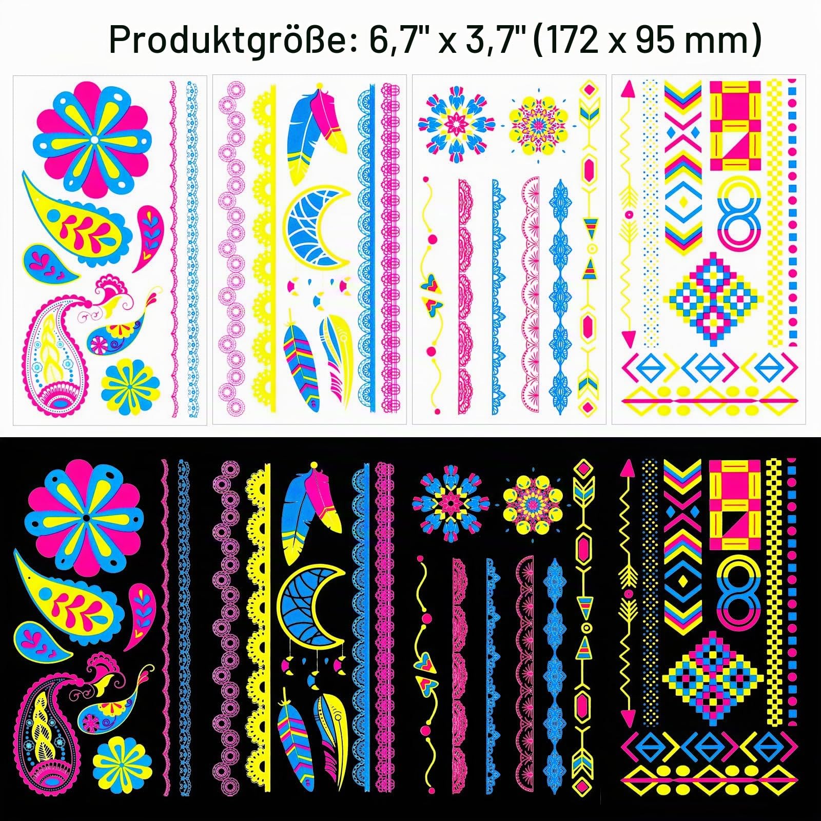 howaf-neon-tattoos-schwarzlicht-klebetattoos-20-bl-tter image 4