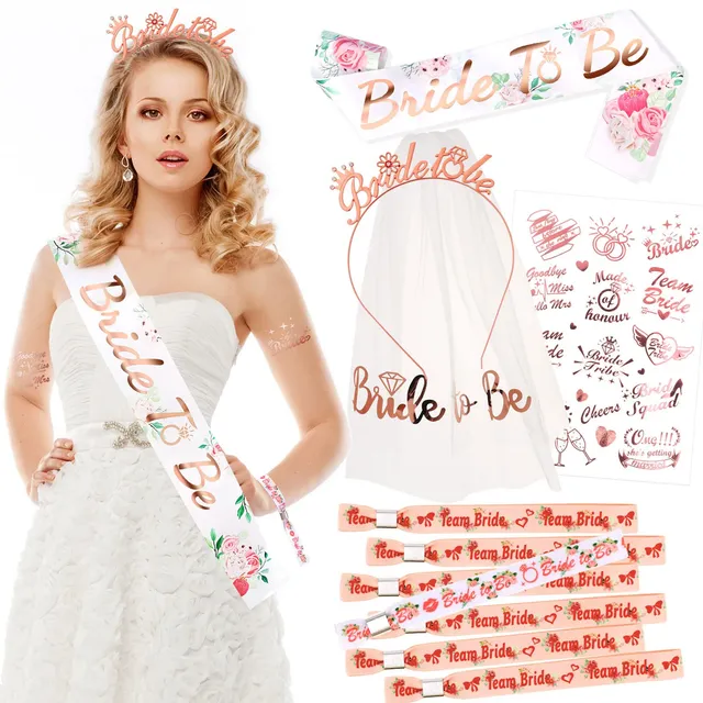 howaf-jga-set-bride-to-be-ros-gold-11-teilig-schleier image 1