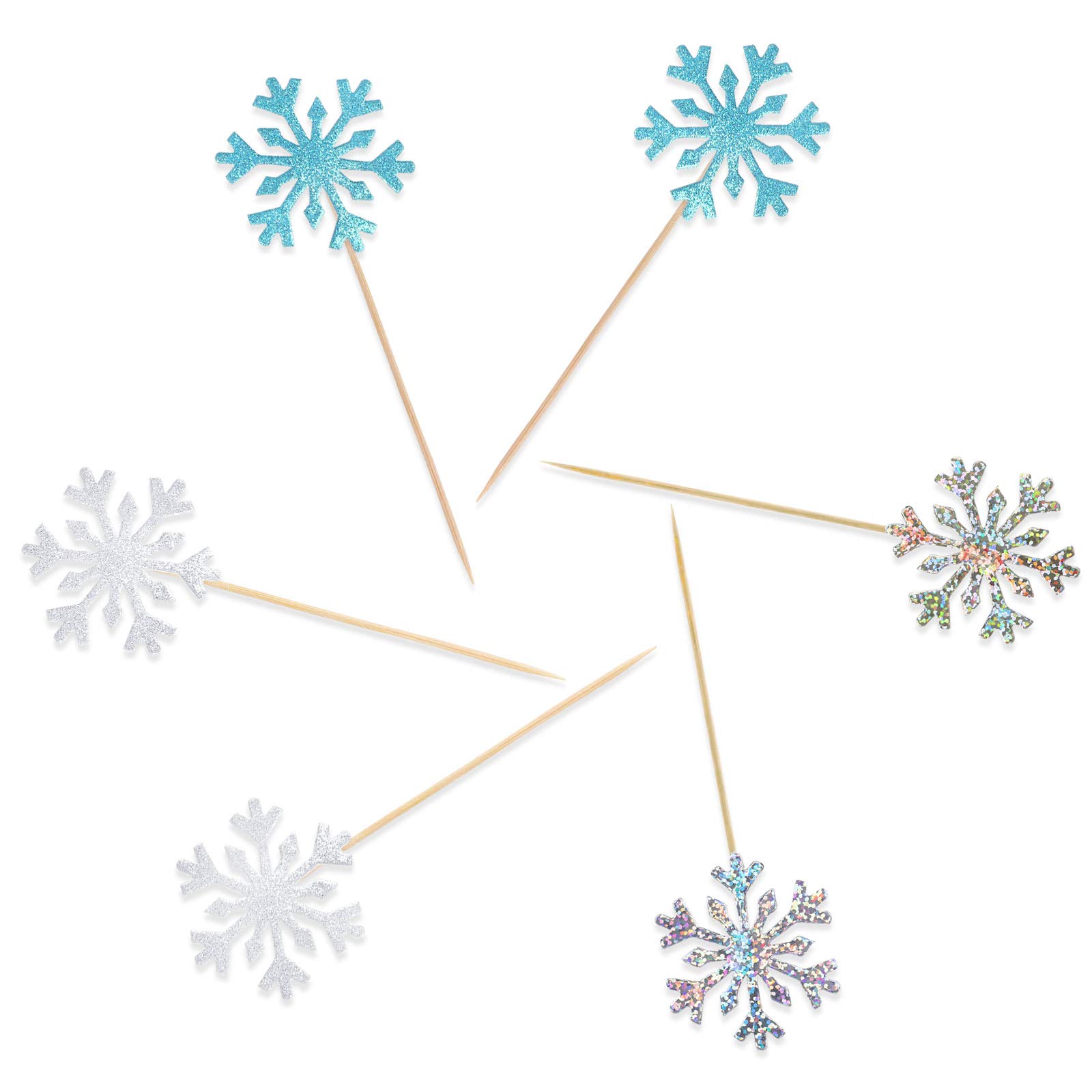 howaf-schneeflocken-tortendeko-cupcake-topper-30-st-ck-blau-silber image 2