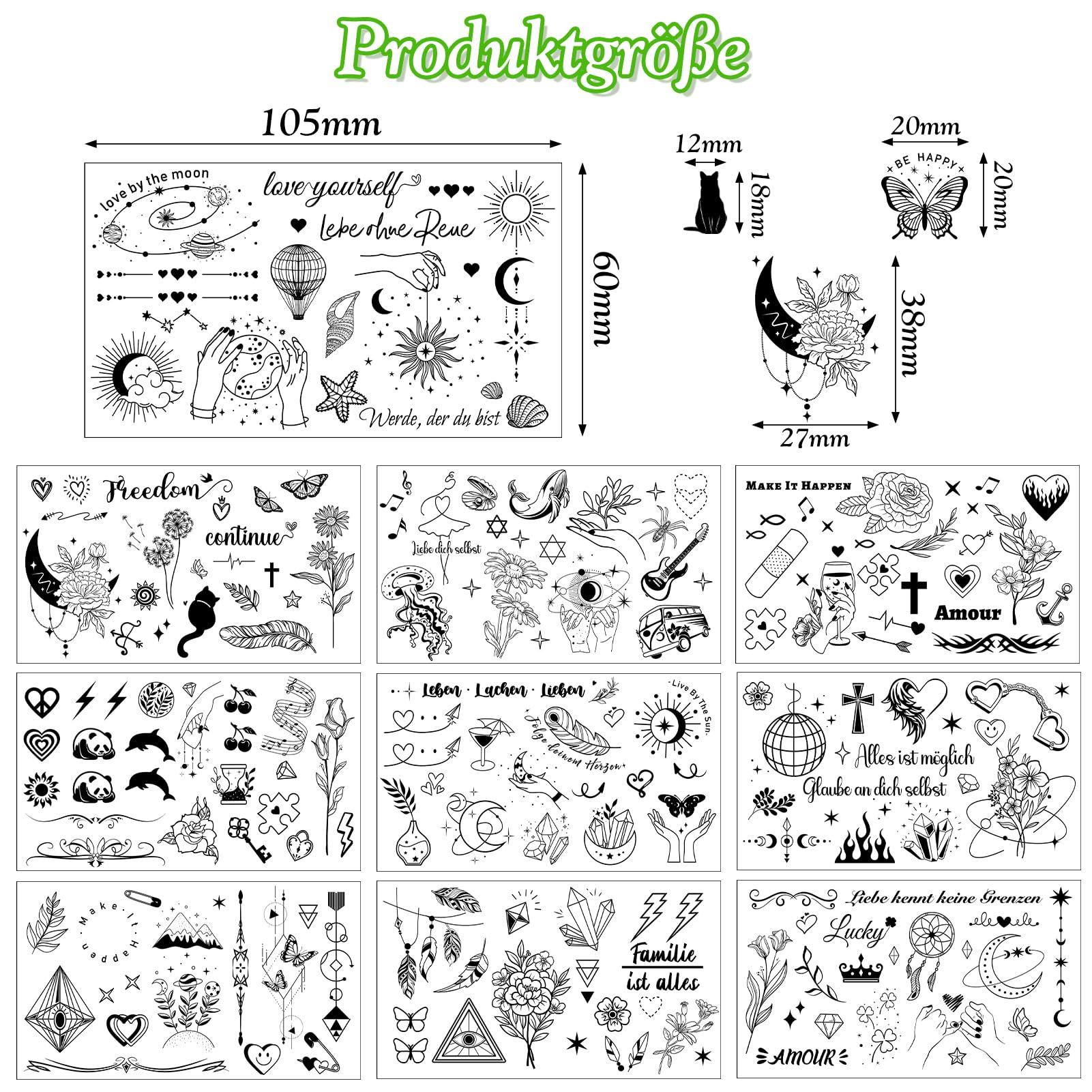 howaf-tempor-re-tattoos-schwarz-20-bl-tter-spr-che-blumen image 2
