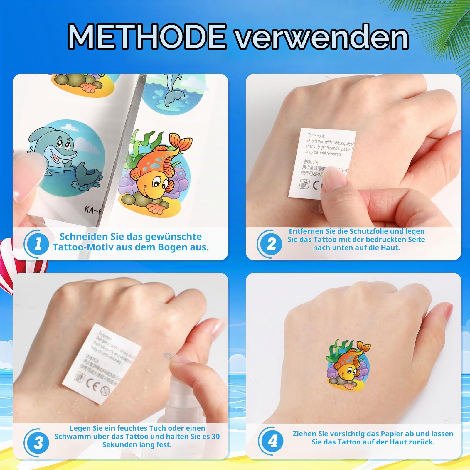 howaf-tattoos-kinder-tempor-r-30-blatt-tiere-einhorn-dino image 7