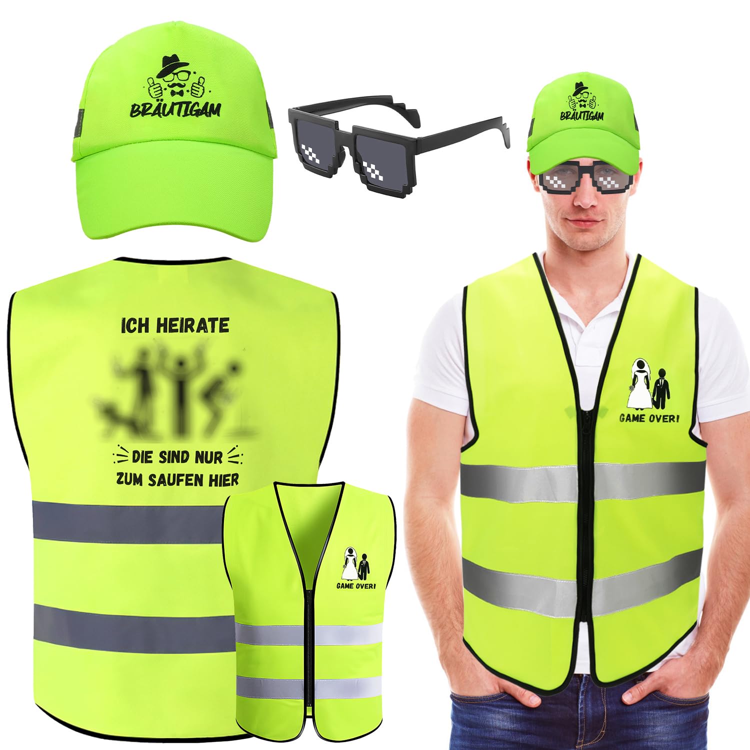 howaf-jga-m-nner-weste-kost-m-hut-sonnenbrille-gr-n image 1