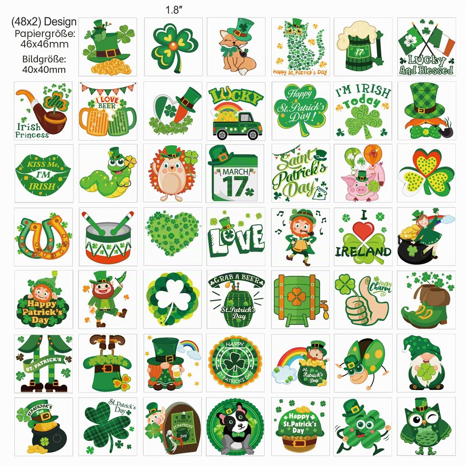 howaf-temporary-tattoos-klebetattoos-kleeblatt-leuchtend-96-st-ck image 4