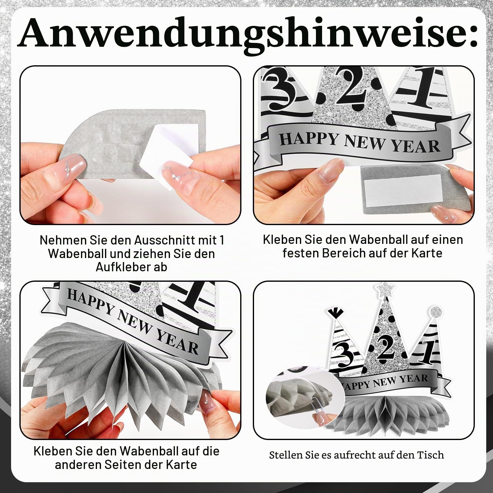 howaf-happy-new-year-waben-tischdeko-silber-9-st-ck-silvester image 4