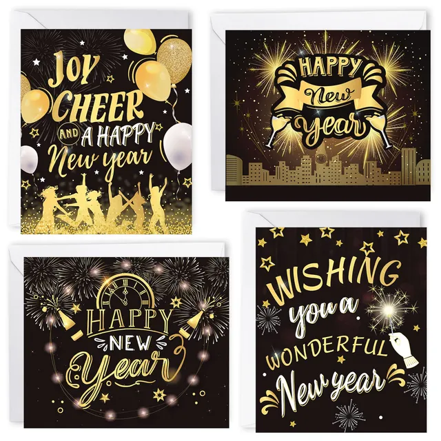 howaf-neujahrskarten-2027-gru-karten-schwarz-gold-24er-set image 1