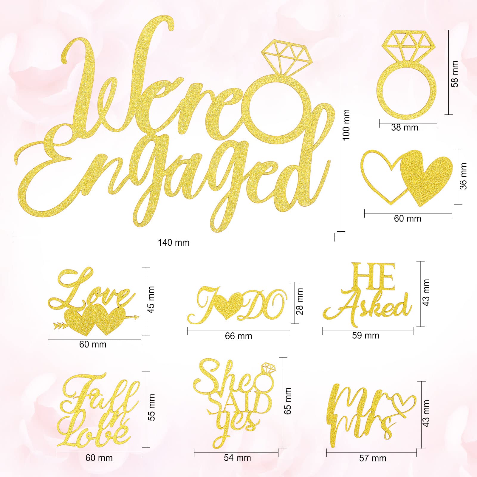 howaf-we-re-engaged-cake-topper-gold-tortendeko-25-stk image 2