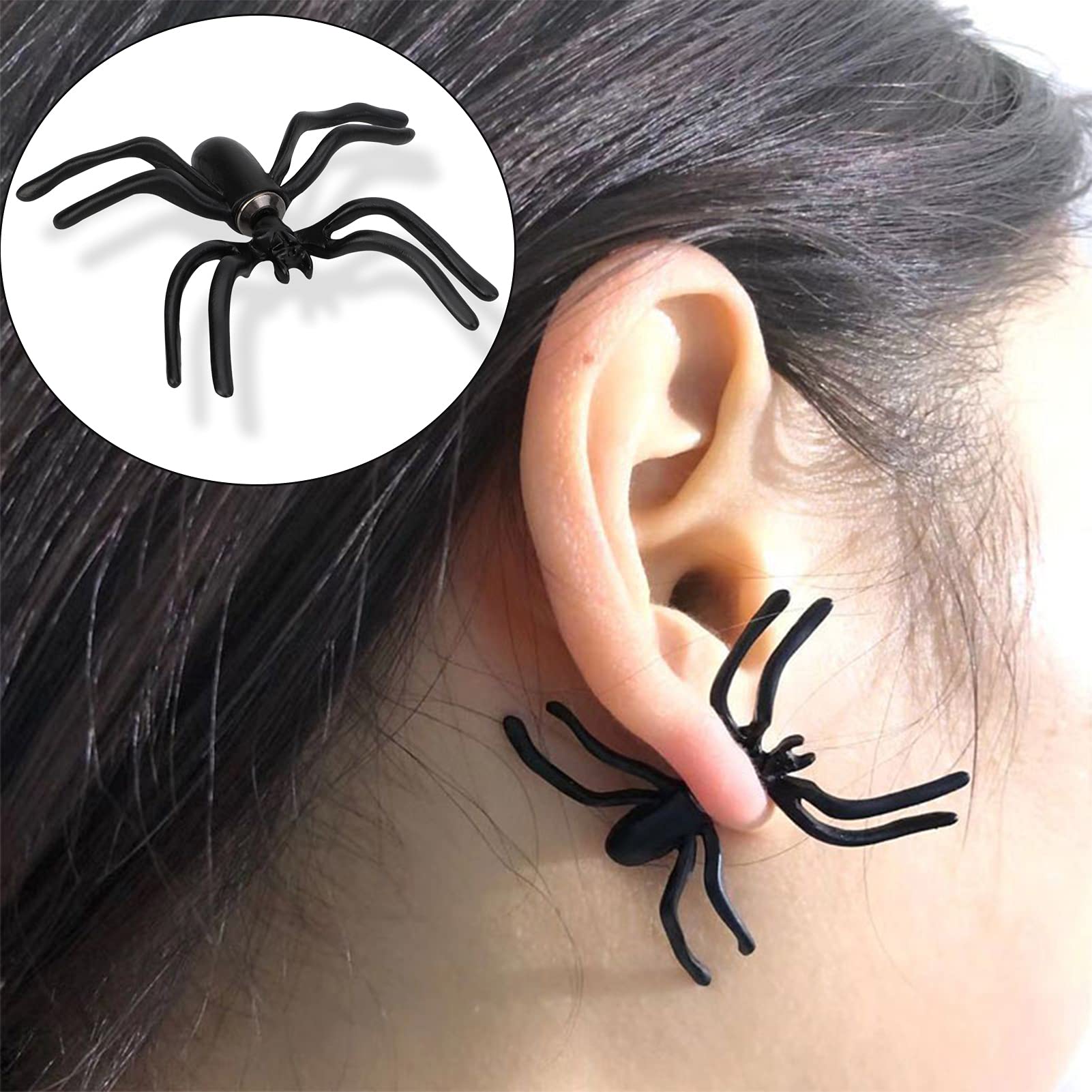 howaf-halloween-ohrringe-spinne-rose-skull-2-paar-ohrstecker image 6