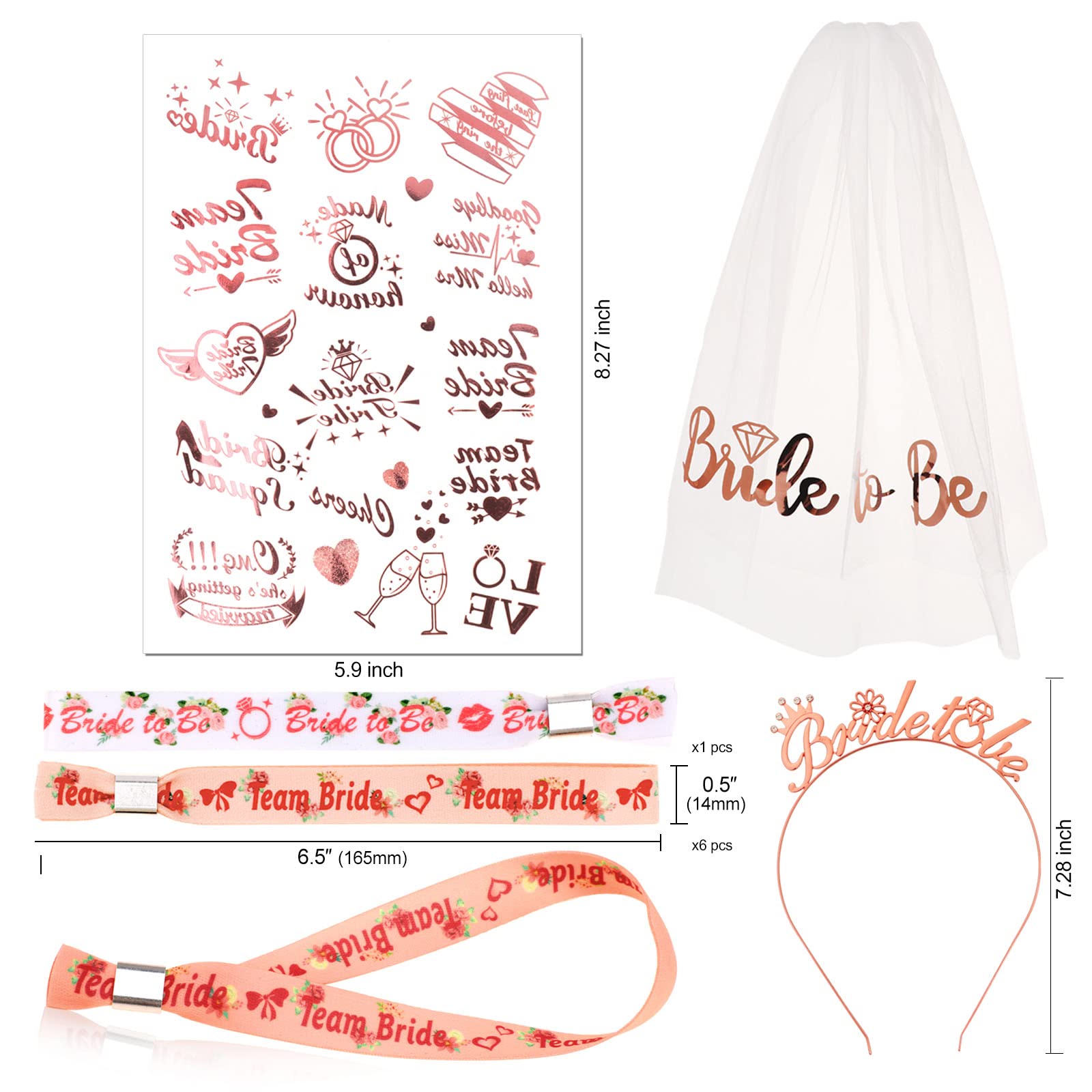 howaf-jga-set-bride-to-be-ros-gold-11-teilig-schleier image 3