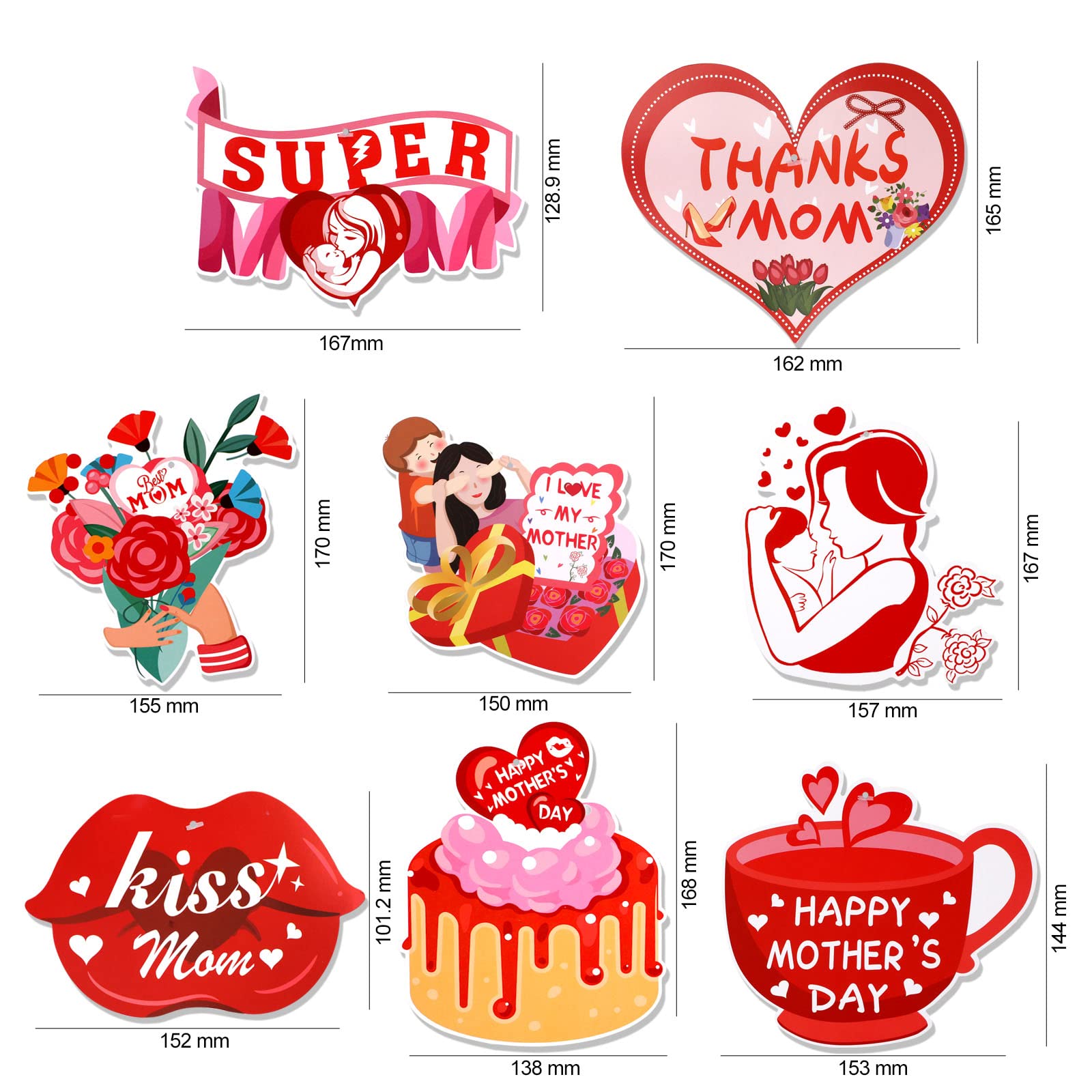 howaf-muttertag-h-ngedeko-spiralen-30-st-ck-folie-rot-rosa image 2