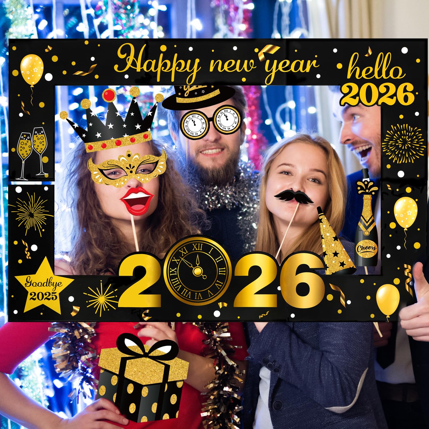 howaf-photo-booth-props-silvester-fotorequisiten-stil-b-26-teilig-mit-rahmen image 6