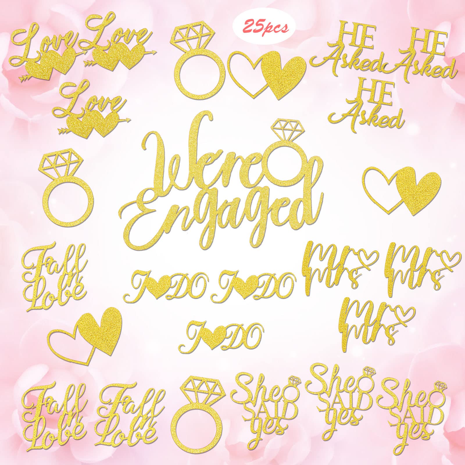 howaf-we-re-engaged-cake-topper-gold-tortendeko-25-stk image 3