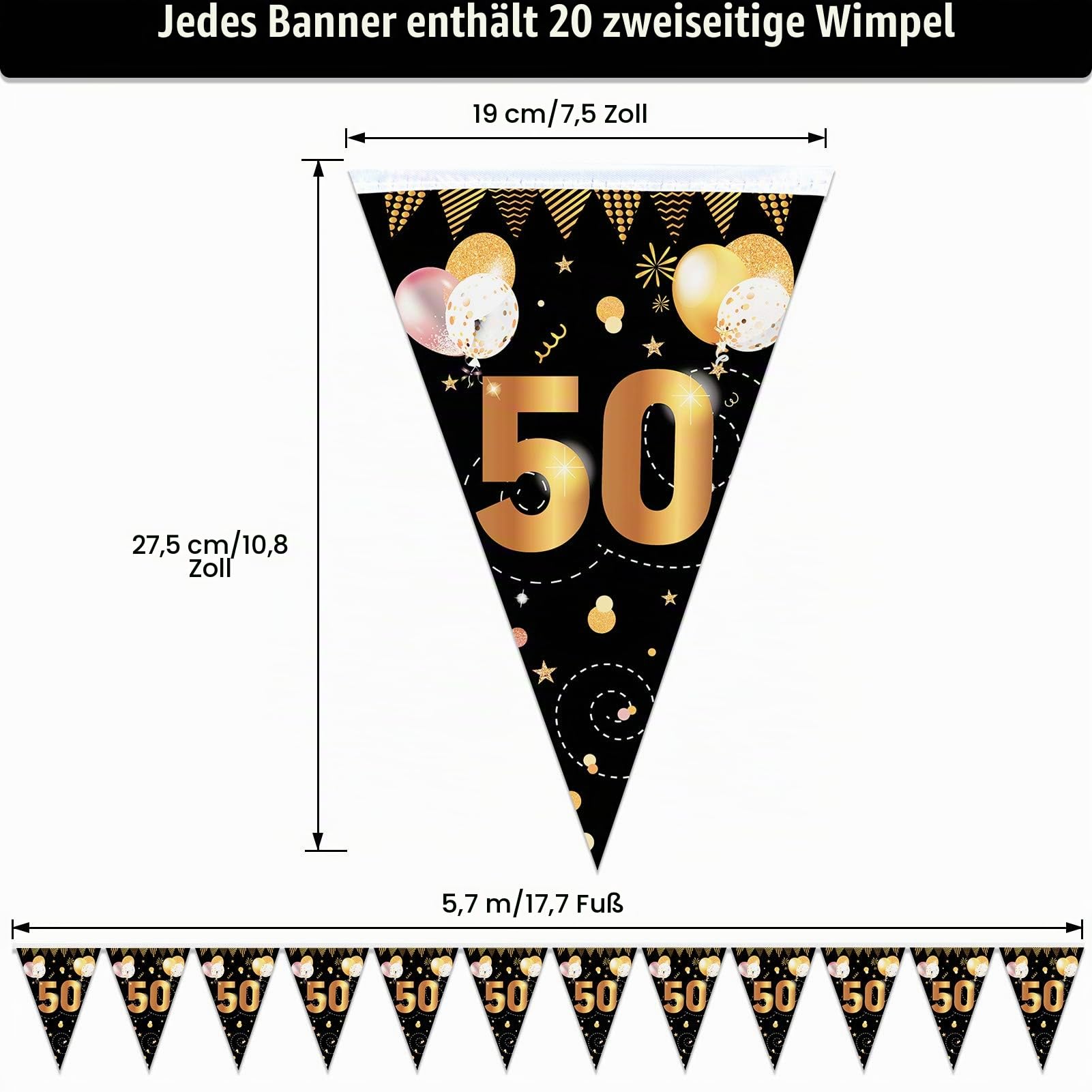 howaf-50-geburtstag-girlande-wimpelkette-schwarz-gold-5-7-m image 2