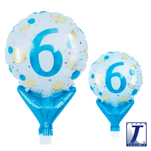 takara-upright-round-5-gold-blue-dots-no-6-folienballon image 1